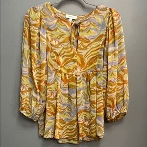 Matty M Orange and Purple Swirl Blouse